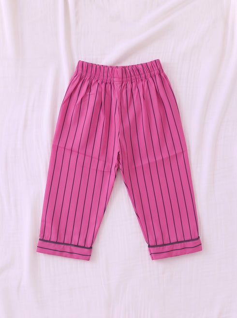 Fuchsia Striped Night Suit Set