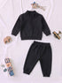 Ribbed High Neck Set (Black)