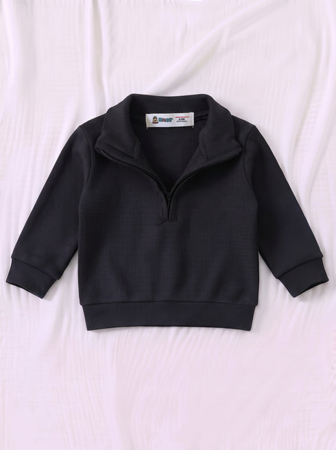 Ribbed High Neck Set (Black)