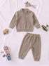 Ribbed High Neck Set (Heather Brown)