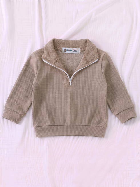 Ribbed High Neck Set (Heather Brown)