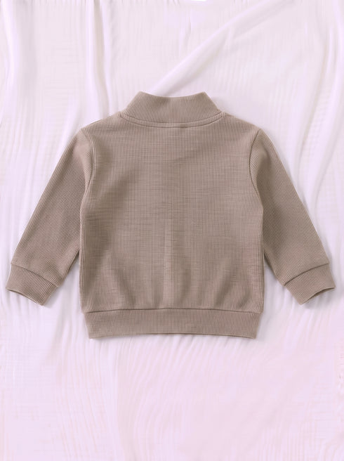 Ribbed High Neck Set (Heather Brown)