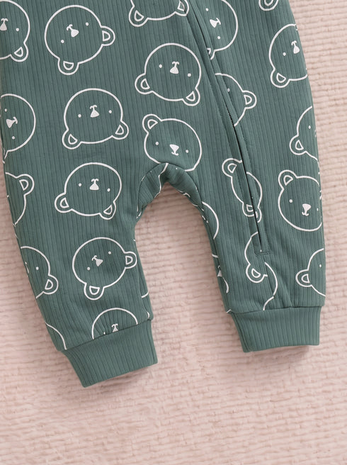 Bear Printed Drop Needle Sleepsuit