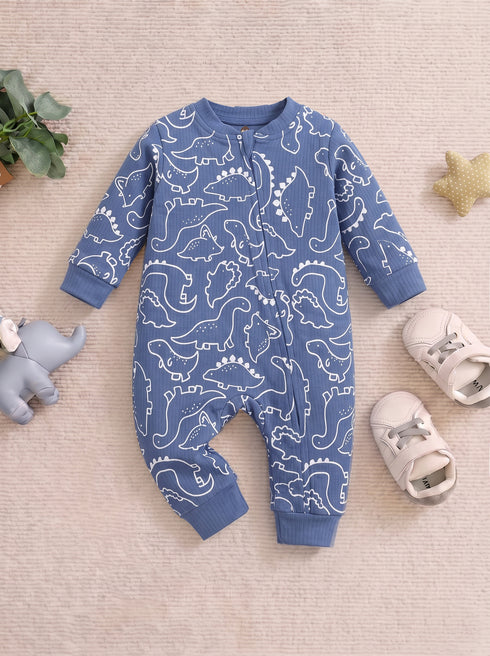 Dinosaur Printed Drop Needle Sleepsuit