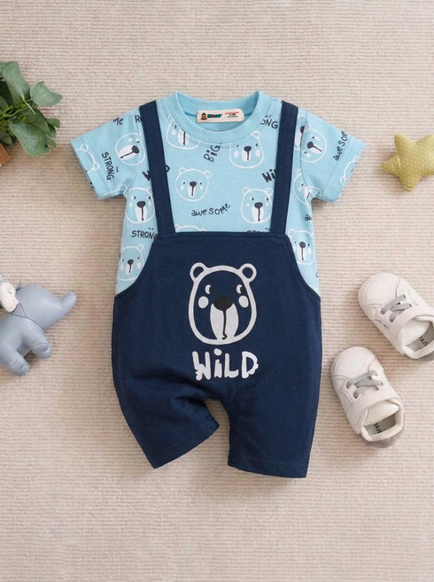 Wild Bear Dungaree Romper