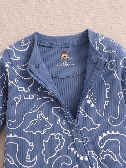 Dinosaur Printed Drop Needle Sleepsuit