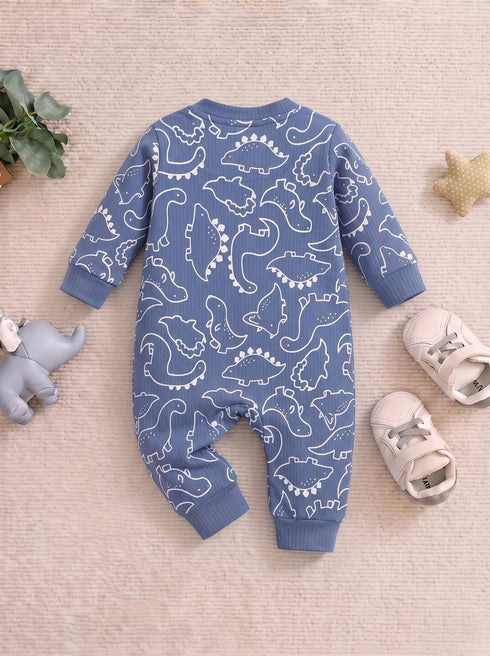 Dinosaur Printed Drop Needle Sleepsuit