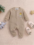 Playful Ribbed Henley Sleepsuit (Heather Brown)