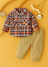 Plaid Flannel Shirt & Twill Cargo Pants Set
