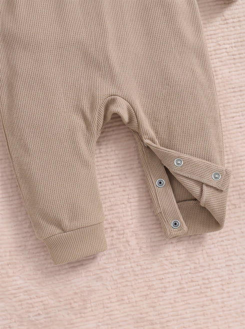 Playful Ribbed Henley Sleepsuit (Heather Brown)