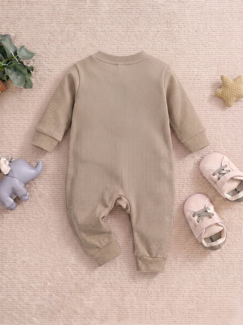 Playful Ribbed Henley Sleepsuit (Heather Brown)