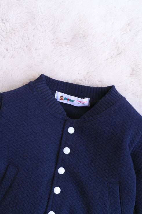 Jacquard Navy Varsity Jacket Set
