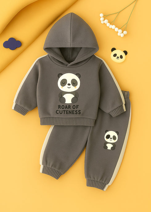 Panda Printed Fleece Hooded Set