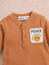 Playful Ribbed Henley Sleepsuit (Rust)