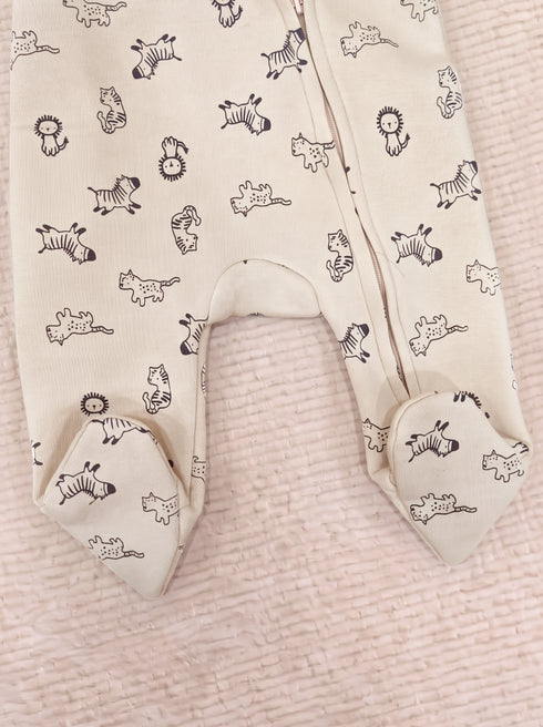 Jungle Animal Printed Fleece Footed Sleepsuit