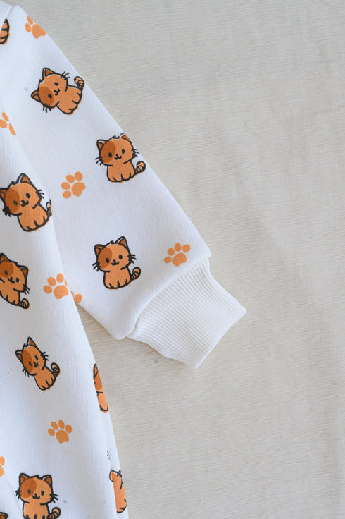 Kitten Printed Fleece Footed Sleepsuit