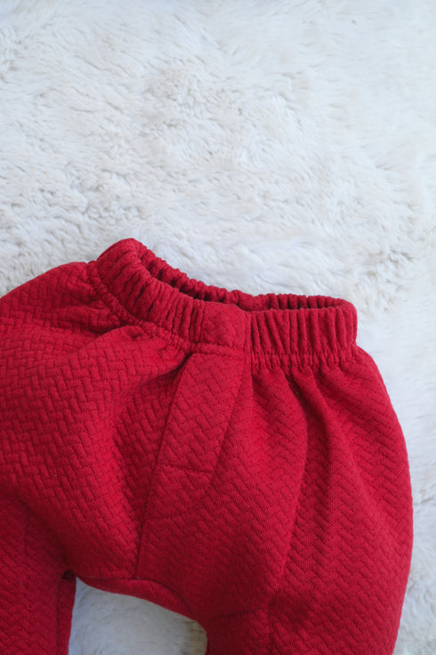 Jacquard Knit Polo Tracksuit Set (Maroon)