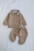 Jacquard Knit Polo Tracksuit Set (Beige)