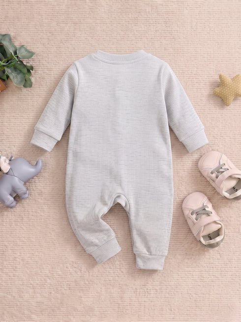 Playful Ribbed Henley Sleepsuit (Oatmeal)
