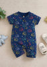 Elephant Printed Zip-Up Romper