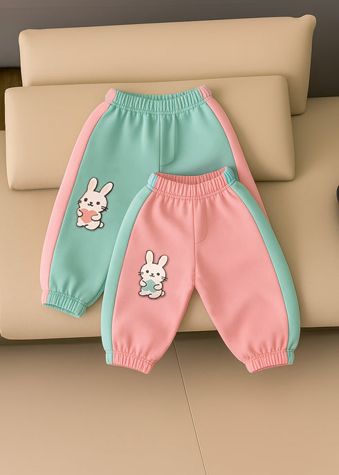 2-Pack Bunny Color Block Fleece Pajama (Mint & Pink)