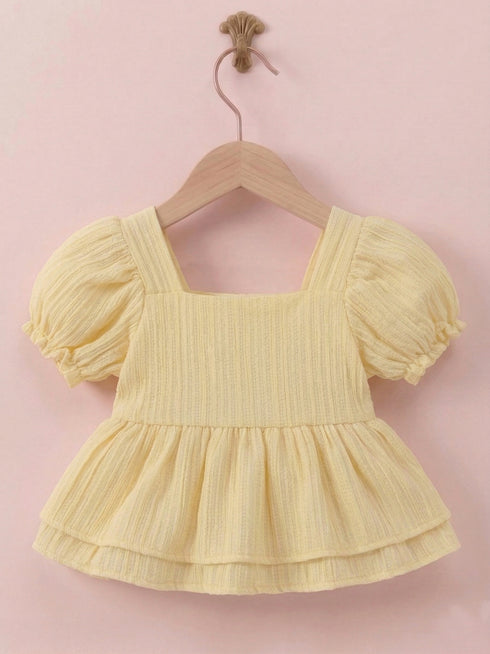 Yellow Jacquard Bow Frock Set