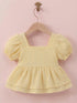 Yellow Jacquard Bow Frock Set