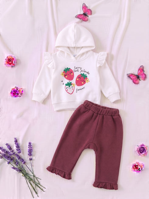 Strawberry Friends Frilled Fleece Hooded Set