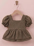 Brown Jacquard Bow Frock Set