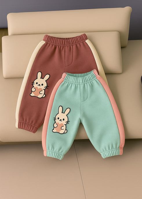 2-Pack Bunny Color Block Fleece Pajama (Mint & D-Pink)