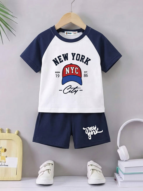 New York City Raglan Interlock Short Set