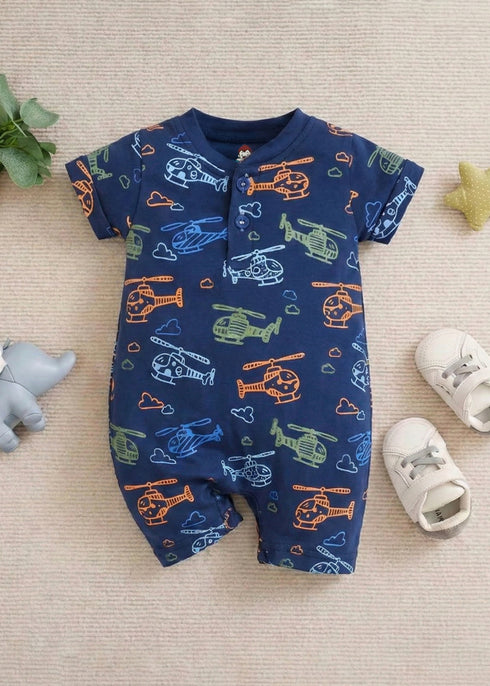 Navy Helicopter Henley Romper