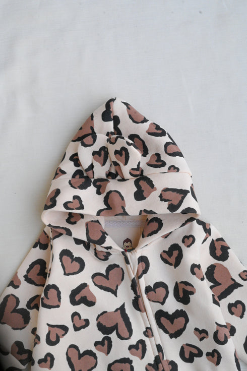 Leopard Love Fleece Hooded Sleepsuit