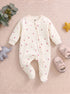 Delicate Floral Printed Fleece Footed Sleepsuit