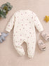 Delicate Floral Printed Fleece Footed Sleepsuit