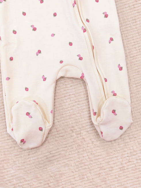 Delicate Floral Printed Fleece Footed Sleepsuit