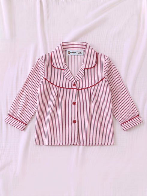 Maroon Striped Night Suit Set