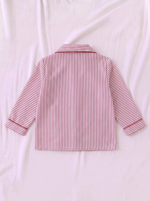 Maroon Striped Night Suit Set