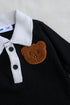 Bear Embroidery Waffle Knit Polo Sleepsuit (Black)