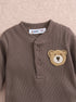 Playful Ribbed Henley Sleepsuit (Dark Brown)