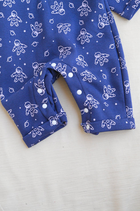 Astronaut Printed Fleece Hooded Sleepsuit