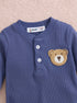 Playful Ribbed Henley Sleepsuit (Navy)