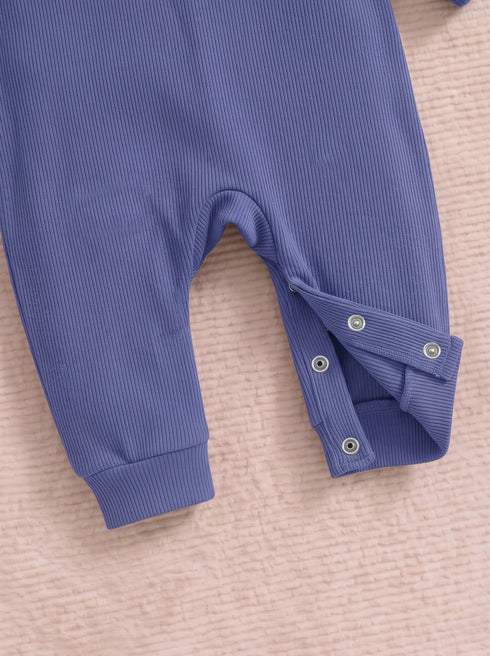 Playful Ribbed Henley Sleepsuit (Navy)