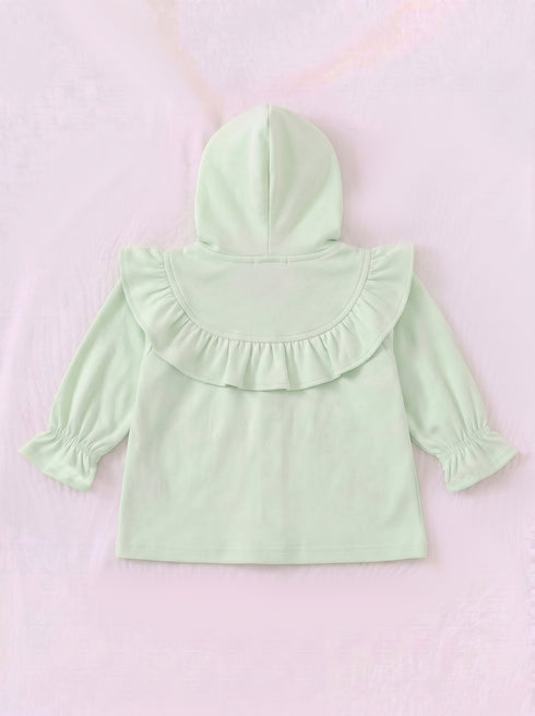 Heartful Ruffle Bow Hooded Set (Light Green)