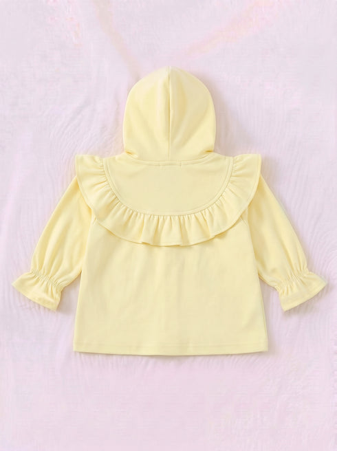 Heartful Ruffle Bow Hooded Set (Yellow)