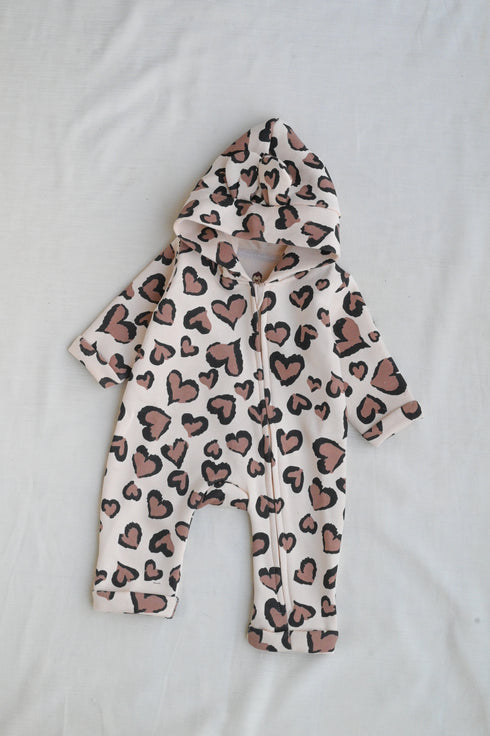 Leopard Love Fleece Hooded Sleepsuit