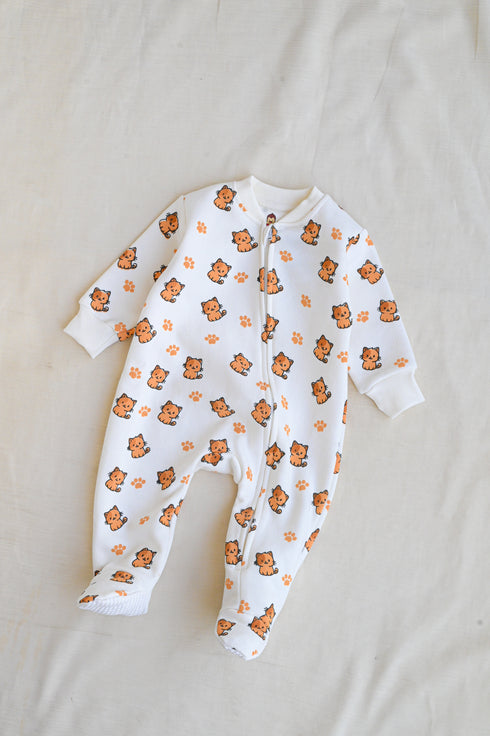 Kitten Printed Fleece Footed Sleepsuit