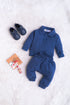 Jacquard Knit Polo Tracksuit Set (Navy)