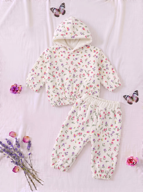 Dainty Bloom Fleece Hooded Set