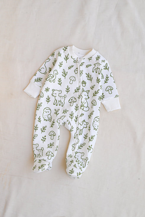 Forest Friends Printed Fleece Footed Sleepsuit